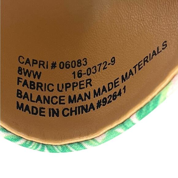 Comfortview Capri Wedge Slide Sandal Sz 8 WW Green & Pink Floral Espadrille New - Picture 6 of 16